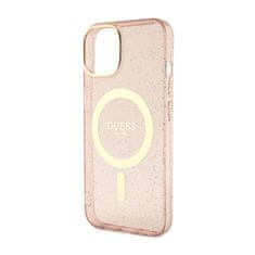 Guess Ohišje Guess Glitter Gold MagSafe za iPhone 14 (roza)