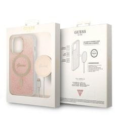 Guess Guess Bundle Pack MagSafe 4G - MagSafe etui za iPhone 13 Pro Max + komplet polnilnika (roza/zlata)