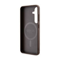 Guess Guess 4G Collection Usnjeno kovinsko ohišje z logotipom MagSafe - Ohišje za Samsung Galaxy S24 (rjavo)