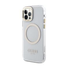 Guess Guess kovinski obrisi MagSafe - ohišje za iPhone 12 / iPhone 12 Pro (prozorno / zlato)