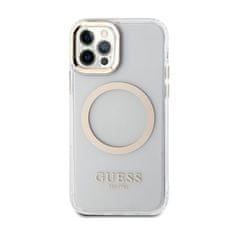 Guess Guess kovinski obrisi MagSafe - ohišje za iPhone 12 / iPhone 12 Pro (prozorno / zlato)