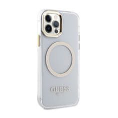 Guess Guess kovinski obrisi MagSafe - ohišje za iPhone 12 / iPhone 12 Pro (prozorno / zlato)