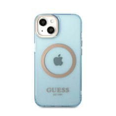 Guess Ohišje Guess Gold Outline Translucent MagSafe - iPhone 13 (modro)