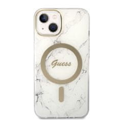 Guess Guess Bundle Pack MagSafe IML Marble - MagSafe etui za iPhone 14 Plus + komplet polnilnika (bela/zlata)