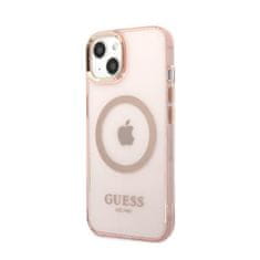 Guess Ohišje Guess Gold Outline Translucent MagSafe - iPhone 13 (roza)