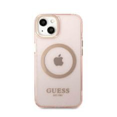 Guess Ohišje Guess Gold Outline Translucent MagSafe - iPhone 13 (roza)