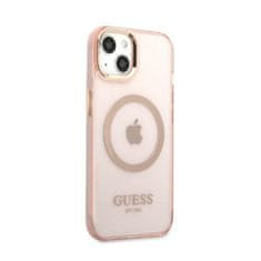 Guess Ohišje Guess Gold Outline Translucent MagSafe - iPhone 13 (roza)