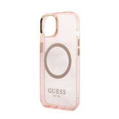 Guess Ohišje Guess Gold Outline Translucent MagSafe - iPhone 13 (roza)