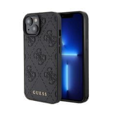 Guess Guess usnje 4G z žigom - Ohišje za iPhone 15 (črno)