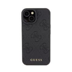 Guess Guess usnje 4G z žigom - Ohišje za iPhone 15 (črno)