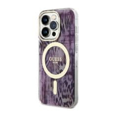 Guess Guess Leopard MagSafe - ohišje za iPhone 14 Pro (roza)