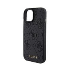 Guess Guess usnje 4G z žigom - Ohišje za iPhone 15 (črno)