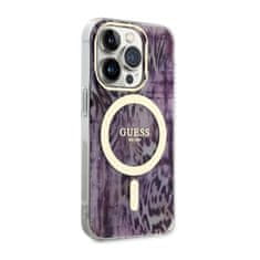 Guess Guess Leopard MagSafe - ohišje za iPhone 14 Pro (roza)