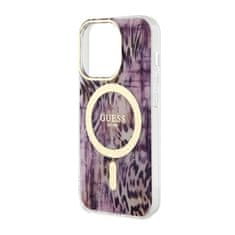 Guess Guess Leopard MagSafe - ohišje za iPhone 14 Pro (roza)