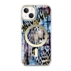 Guess Guess Leopard MagSafe - ohišje za iPhone 14 (modro)