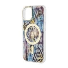 Guess Guess Leopard MagSafe - ohišje za iPhone 14 (modro)