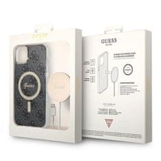 Guess Guess Bundle Pack MagSafe 4G - MagSafe etui za iPhone 14 + komplet polnilnika (črna/zlata)