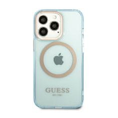 Guess Ohišje Guess Gold Outline Translucent MagSafe - iPhone 13 Pro (modro)