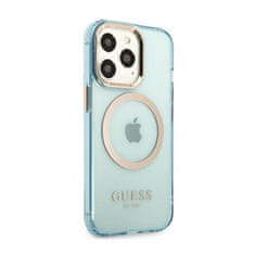 Guess Ohišje Guess Gold Outline Translucent MagSafe - iPhone 13 Pro (modro)