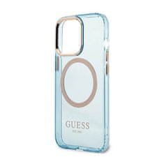 Guess Ohišje Guess Gold Outline Translucent MagSafe - iPhone 13 Pro (modro)