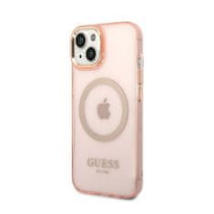 Guess Ohišje Guess Gold Outline Translucent MagSafe - iPhone 14 Plus (roza)