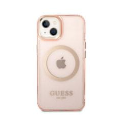 Guess Ohišje Guess Gold Outline Translucent MagSafe - iPhone 14 Plus (roza)