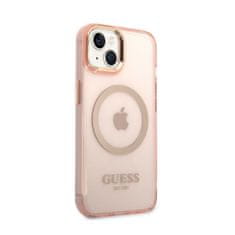 Guess Ohišje Guess Gold Outline Translucent MagSafe - iPhone 14 Plus (roza)