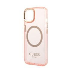 Guess Ohišje Guess Gold Outline Translucent MagSafe - iPhone 14 Plus (roza)