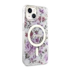 Guess Guess Flower MagSafe - ohišje za iPhone 14 Plus (prozorno)