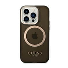 Guess Ohišje Guess Gold Outline Translucent MagSafe - iPhone 14 Pro Max (črno)