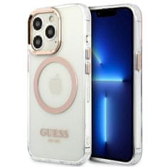 Guess Guess kovinski obrisi Magsafe - ohišje za iPhone 13 Pro Max (prozorno / zlato)