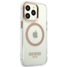 Guess Guess kovinski obrisi Magsafe - ohišje za iPhone 13 Pro Max (prozorno / zlato)