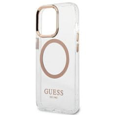 Guess Guess kovinski obrisi Magsafe - ohišje za iPhone 13 Pro Max (prozorno / zlato)