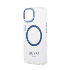 Guess Guess kovinski obrisi Magsafe - ohišje za iPhone 14 Plus (prozorno / modro)