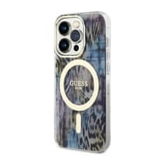 Guess Guess Leopard MagSafe - ohišje za iPhone 14 Pro Max (modro)