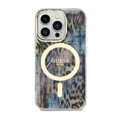 Guess Guess Leopard MagSafe - ohišje za iPhone 14 Pro Max (modro)