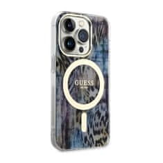 Guess Guess Leopard MagSafe - ohišje za iPhone 14 Pro Max (modro)