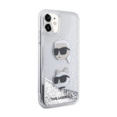 Karl Lagerfeld Karl Lagerfeld Liquid Glitter Karl & Choupette Heads - Etui iPhone 11 (srebrny)