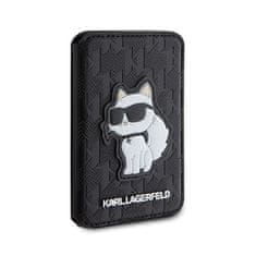 Karl Lagerfeld Karl Lagerfeld Denarnica Cardslot Stand MagSafe Saffiano Monogram Choupette - Magnetna denarnica s stojalom (črna)