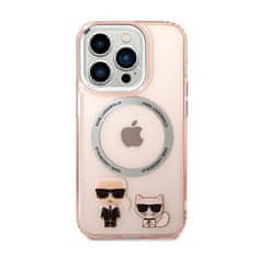 Karl Lagerfeld Karl Lagerfeld Karl &amp; Choupette Aluminium MagSafe - ohišje za iPhone 14 Pro (roza)