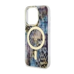 Guess Guess Leopard MagSafe - ohišje za iPhone 14 Pro (modro)