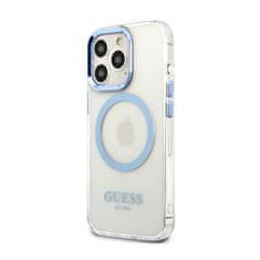 Guess Guess kovinski obrisi Magsafe - ohišje za iPhone 13 Pro (prozorno / modro)