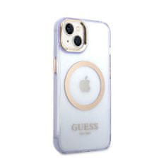 Guess Ohišje Guess Gold Outline Translucent MagSafe - iPhone 14 (vijolično)