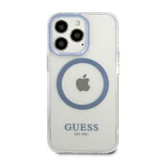 Guess Guess kovinski obrisi Magsafe - ohišje za iPhone 13 Pro (prozorno / modro)