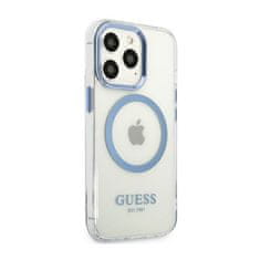 Guess Guess kovinski obrisi Magsafe - ohišje za iPhone 13 Pro (prozorno / modro)