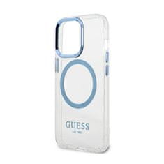 Guess Guess kovinski obrisi Magsafe - ohišje za iPhone 13 Pro (prozorno / modro)