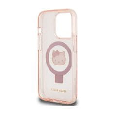 HELLO KITTY Hello Kitty Ring Stand Glitter Electrop Logo MagSafe - ohišje za iPhone 15 Pro (roza)