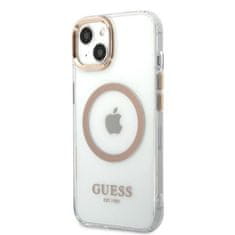 Guess Guess kovinski obrisi Magsafe - Ohišje za iPhone 13 (prozorno / zlato)