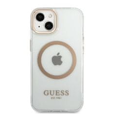 Guess Guess kovinski obrisi Magsafe - Ohišje za iPhone 13 (prozorno / zlato)