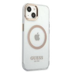 Guess Guess kovinski obrisi Magsafe - Ohišje za iPhone 13 (prozorno / zlato)